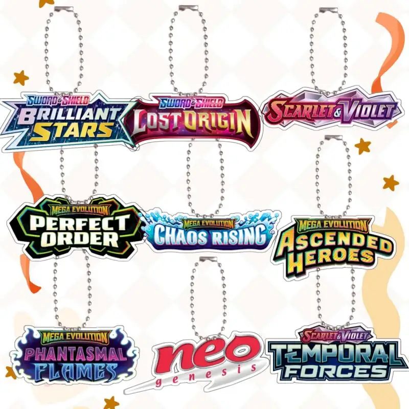 Acryl-Schlüsselanhänger für Perfect Order Chaos Rising Phantasmal Flames Brilliant Stars Anime Ptcg Englische Version Logo Schlüsselanhänger