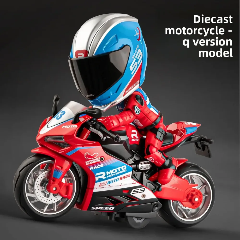 Q-Version Motorradmodell aus Legierung, Dukadi Helm-Spielzeugfigur, Sammlerstück und Geschenk
