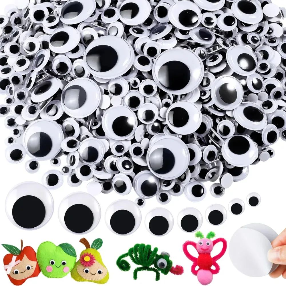 200 Stück Wackelaugen, selbstklebend, schwarz, weiß, Googly Eyes, runde Aufkleber, Augen, DIY, Kunsthandwerk, Scrapbooking, Zubehör, Dekoration
