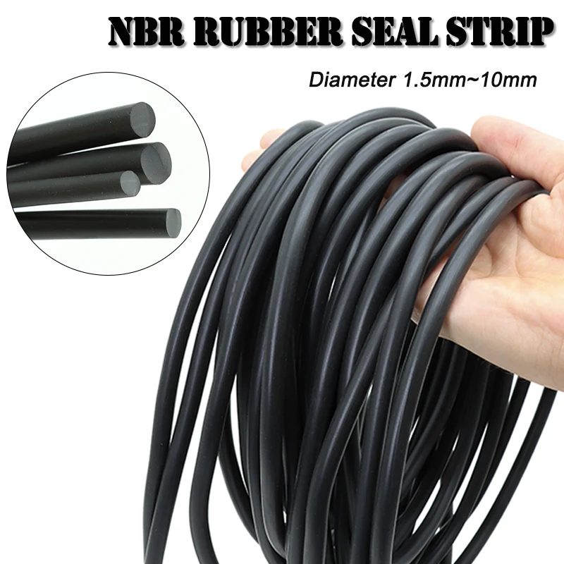 2?10 m schwarzer NBR-Gummistreifendichtungsstreifen, 1,5/2/2,5/3/4/5/6/7/8/9/10 mm, Nitril, hochtemperaturbeständig, ölbeständig, fester runder Dichtungsstreifen