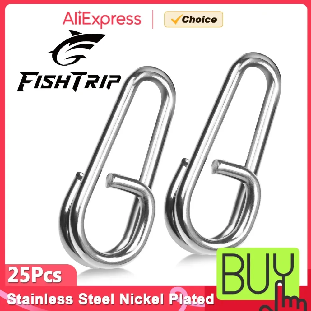 FishTrip 25er-Pack Schnellverschluss-Ovale Snaps aus Edelstahl für Angelköder, Silber