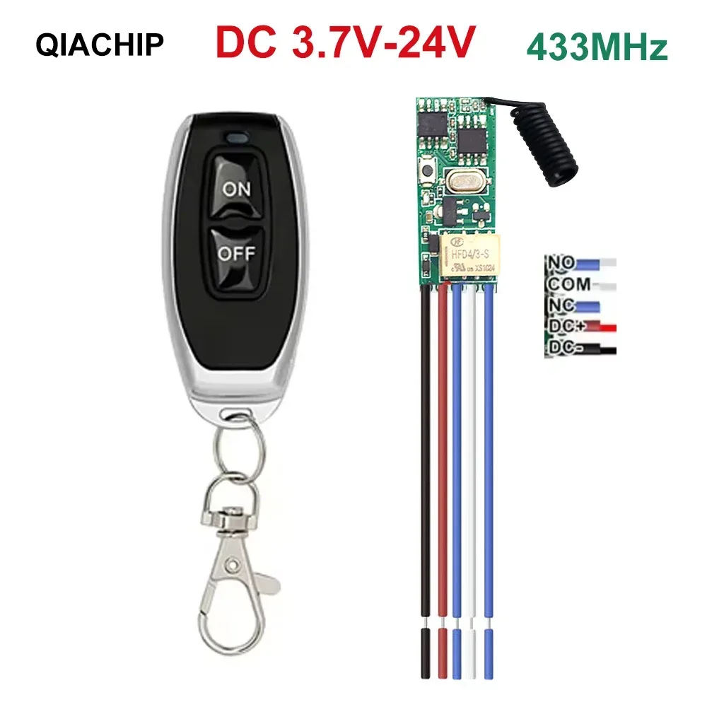 433 MHz Trockenkontakt Drahtloser Fernbedienungsschalter 1 CH RF-Relaisempfänger LED-Lichtsteuerung DIY-Kit DC 5 V 12 V 24 V 433,92 MHz