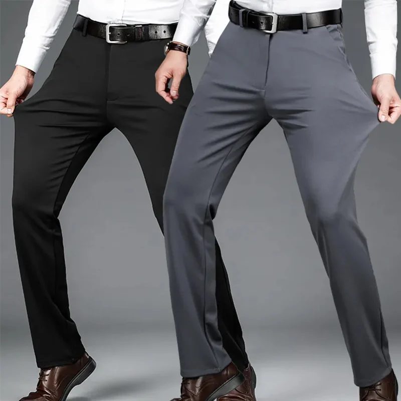 29-42 Herren Sommer Dünne Mode Business Casual Anzughose Lange Hosen Herren Elastische Gerade Ärmel Formelle Hosen Plus Größe 28-40