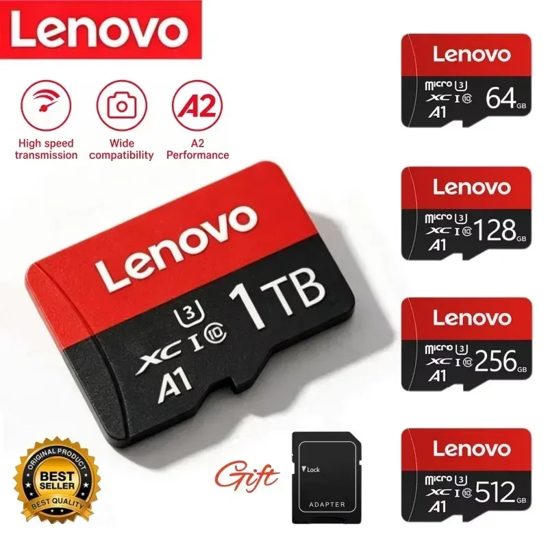 Lenovo Hochgeschwindigkeits-Speicherkarte 64GB Speicherkarte 512GB Micro-SD-Karte 256GB Klasse 10 TF-Flashkarte für Telefon Tablet UAV NEU
