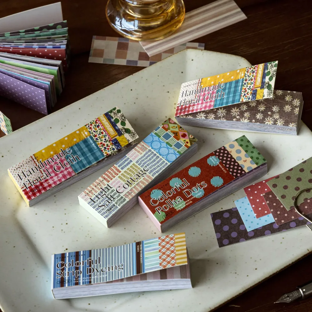 50 Blatt Vintage Washi-Papier-Stickerbuch, Grundfarben-Gittermuster, Scrapbooking, Junk Journal, Deko-Sticker
