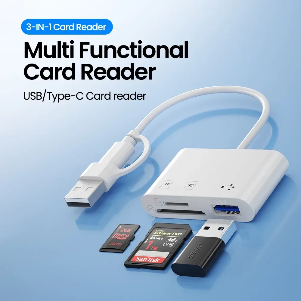 3-in-1 USB/Typ C Multifunktions-Kartenleser OTG SD TF-Karten USB-Speicherkartenleser Konverter für MacBook Laptop Samsung