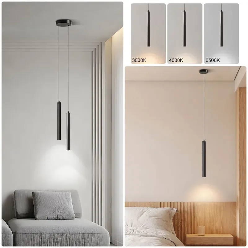 Schwarze LED-Kabel-Pendelleuchten, Dekor für Schlafzimmer, TV-Hintergrund, verstellbare hängende Kronleuchterlampen für Esszimmer