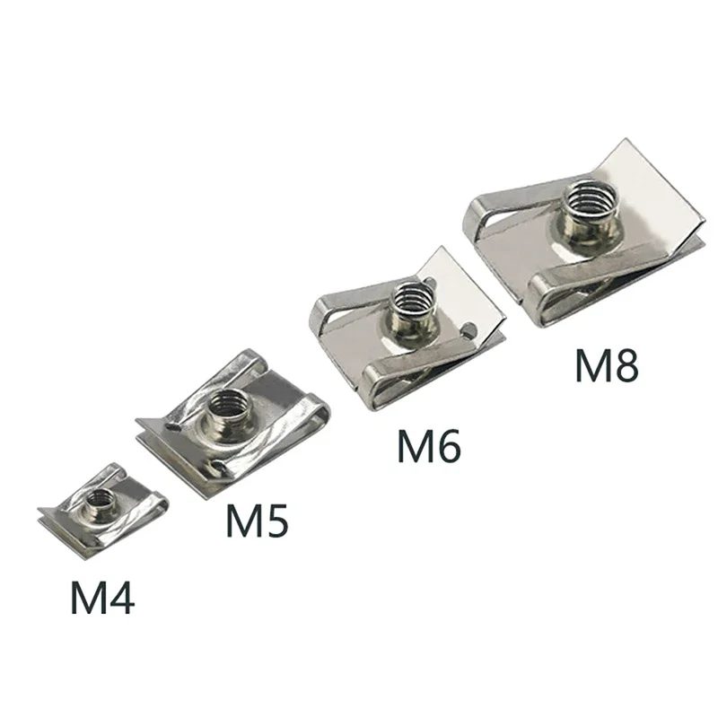 10 Stück Edelstahl-U-Typ-Clips mit Gewinde M6 M5 M4 M8 8 mm 5 mm 6 mm 4 mm Reed-Muttern für Auto Motorrad Roller ATV Moped