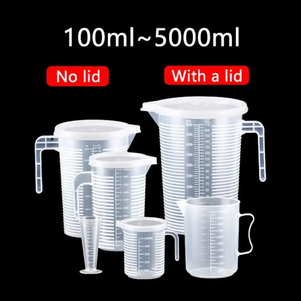 100?5000 ml verdickter Kunststoff-Messbecher mit Skala, Lebensmittelqualität, Messbecher, experimenteller Messbecher, Becher, Kunststoffbecher