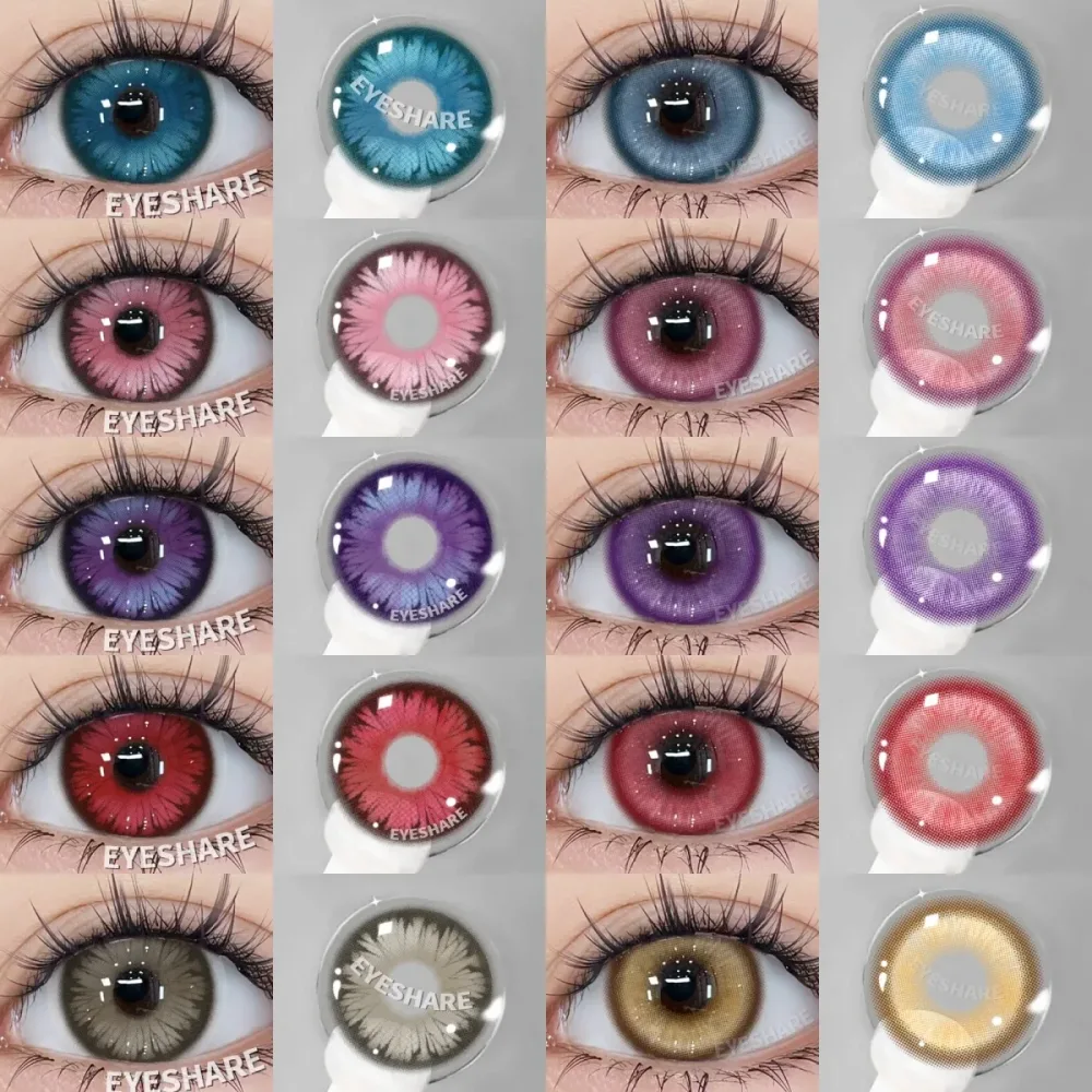 EYESHARE 1 Paar modische farbige Kontaktlinsen für Augen, lila Farbkontakte, rote Linsen, rosa, weiche Linsen, Schönheits-Make-up, jährlich