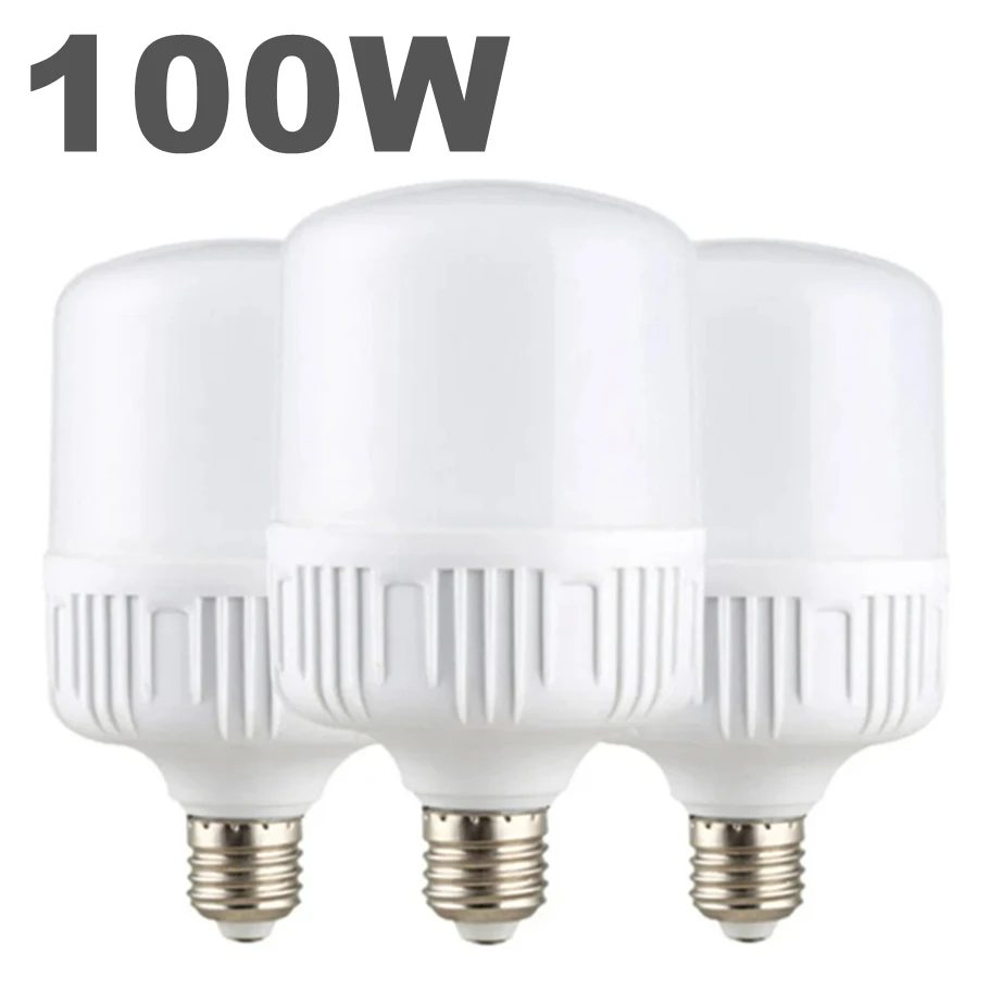 100 W E27 LED-Schraubmundlicht, 220 V, hohe Helligkeit, Glühbirne, weißes Licht, Augenschutz, nicht flackernd, hohe Wärmeableitung