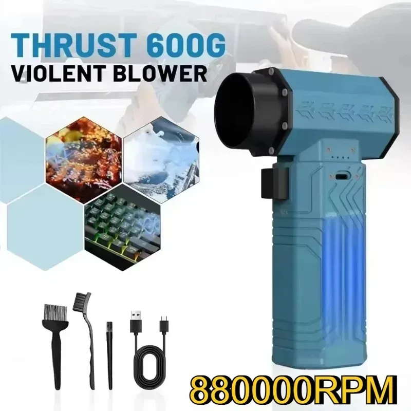 880000 U/min Hochgeschwindigkeits-Mini-Turbo-Lüfter, Luftgebläse, 10000 mAh, 600 g Schub, 70 m/s Wind, bürstenloser Staubwedel, Blattentfernung, Trockner, Tastatur