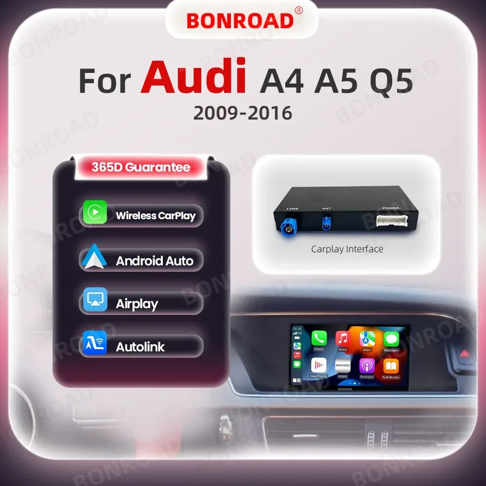 Bonroad kabelloses carplay android auto interface adapter für audi a4 b8 a5 q5 2014-2018 bluetooth gps navigation