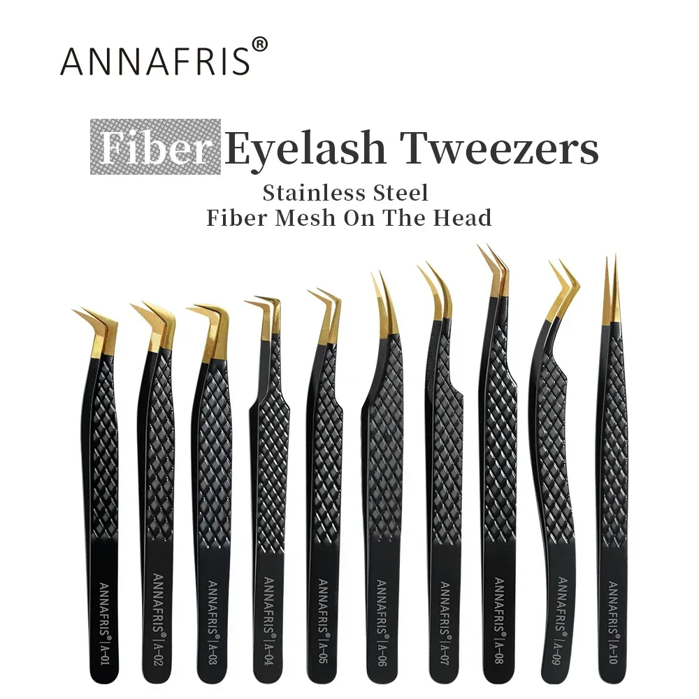 ANNAFRIS High-end Faser Spitze Wimpern Pinzette Edelstahl Gerade Kopf Gebogene Spitze Wimpern Verlängerung Pinzette Make-Up-Tools