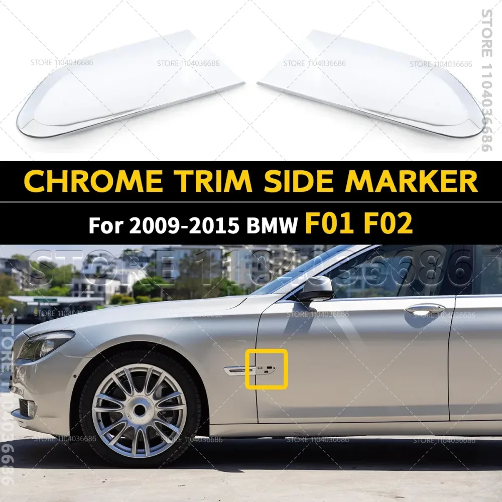 Für 2009?2015 BMW 740i 750i, Alpina B7, Hybrid 7 (F01 F02) Chrome Trim Seitenmarkierungsleuchte Kotflügelleiste 63137182189 63137182190