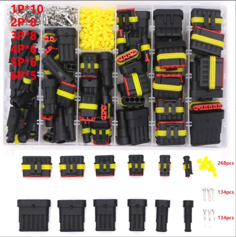 Wasserdichtes Steckverbinder-Set, Kfz-Kabel, Schnellverbinder, elektrisch, im Auto, Verkabelung, automatische Dichtung, Buchse, 1, 2, 3, 4, 5, 6-poliger Stecker, Kit-Weg