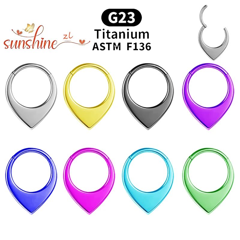 G23 Titan Spiegel Mond Wassertropfen Septum Piercing Clicker Nasenringe 16G Segment Tragus Knorpel Daith Creolen Schmuck