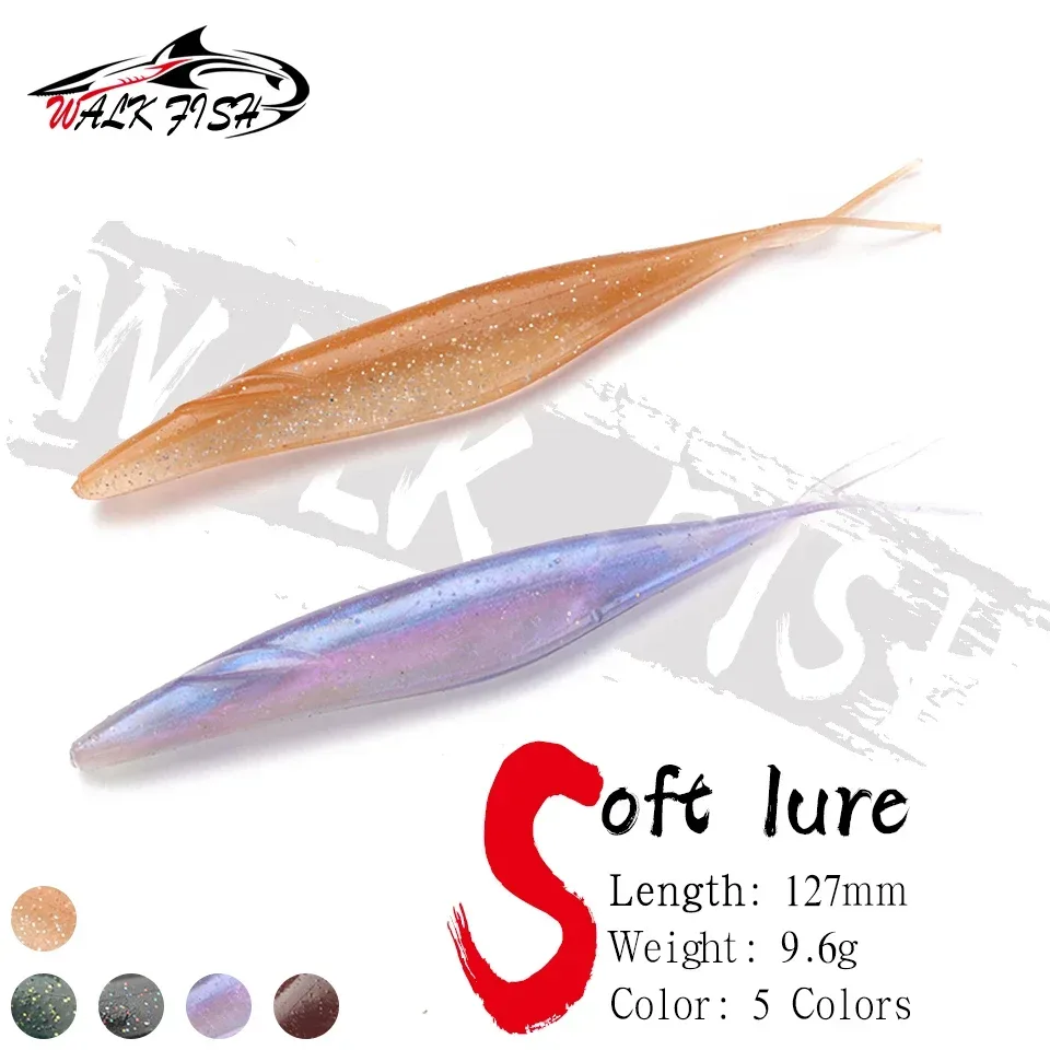 WALK FISH 6 Stück/Set PVC Gabelschwanz-Köder 12,7cm 9,6g Silikon-Swimbait Künstlicher Angelköder für Hecht, Barsch, Bass Pesca