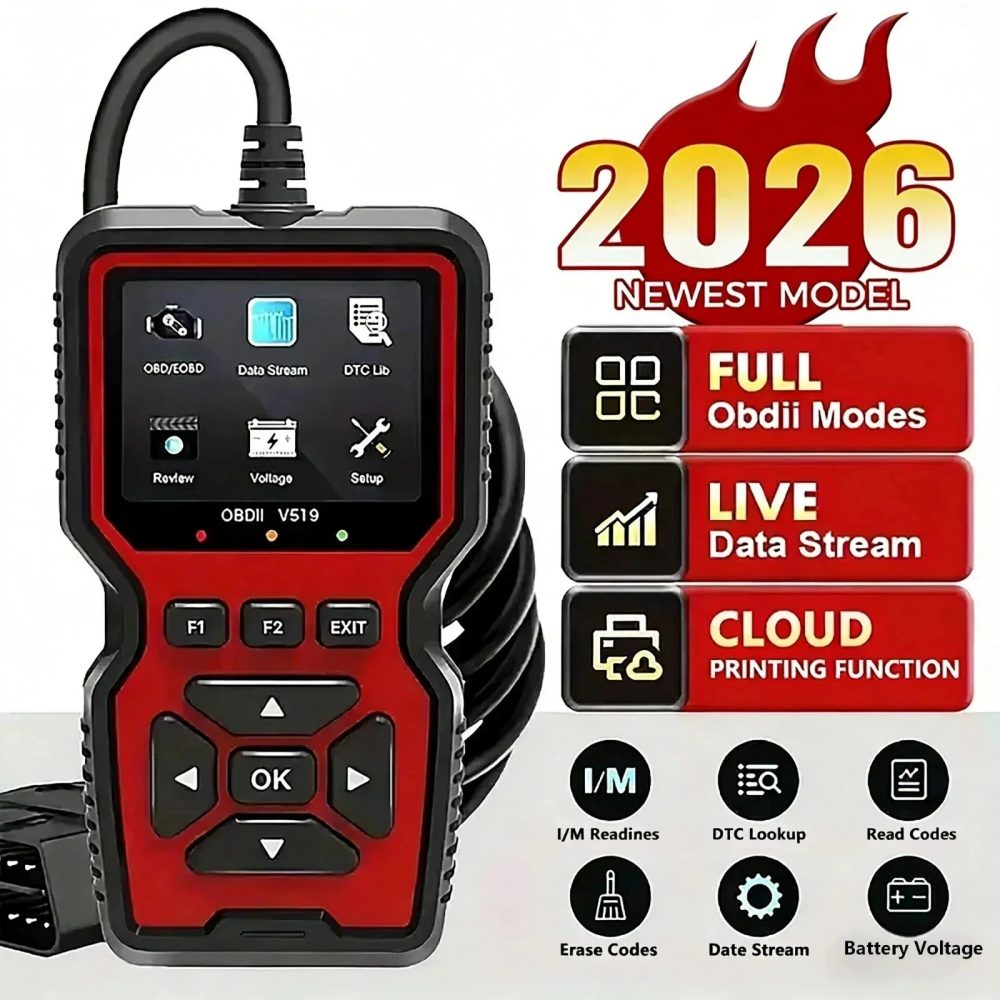 Professioneller V519 OBD2-Scanner Diagnosegerät Echtzeit-Codeleser Check-Engine-Licht Scan-Tool für Alle OBDII-Fahrzeuge Ab 2003