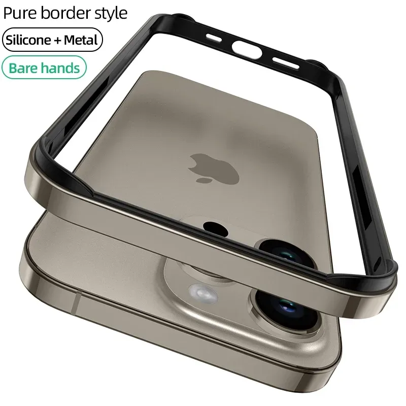 Natürliche Titan Grau Bumper Fall Für iPhone 15 Pro Max 14 Plus 13 Mini 12 11 X XS XR SE 2022 2020 15Pro 14Pro Telefon Zubehör