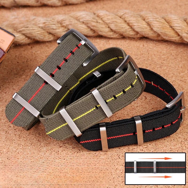 Retro-Fallschirm-Nylon-Uhrenarmband für Rolex Tudor Biwan Omega Heuer Iwc Herren High Density Knitting 18 20 22 mm Ersatzzubehör
