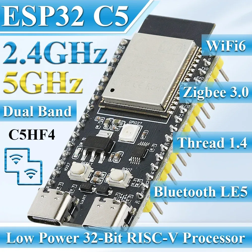 ESP32-C5-DevKitC-1 Entwicklungsboard Dual-Frequenz 2,4G 5GHz WLAN-Modul mit Pin N4 4MB Flash WIFI 6 CH340 32PIN ESP32C5