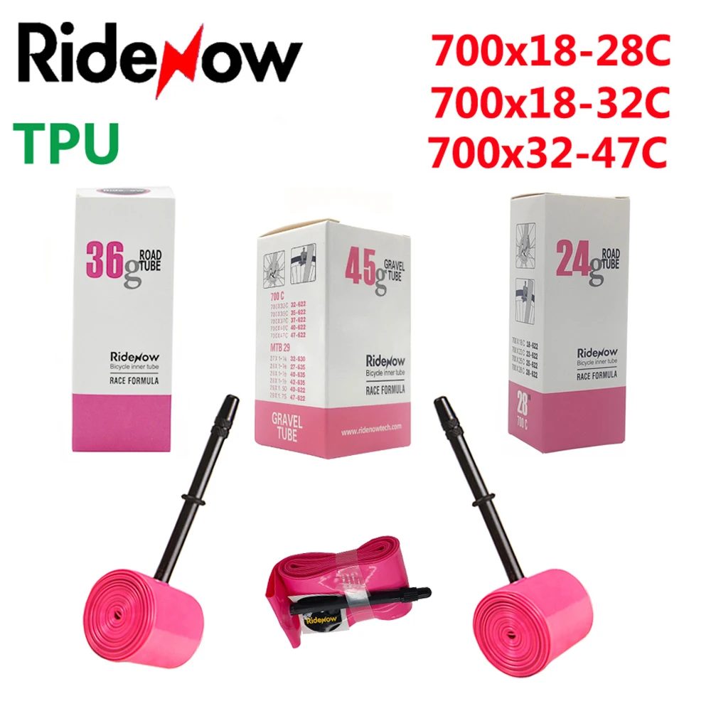 RideNow TPU Fahrradschlauch 700C 700x18 23 25C 26 27 28C 32C 35 37 40 45C 47 Rennrad-Reifen MTB Fahrradkamera 29x1.75 1.95 Pneu