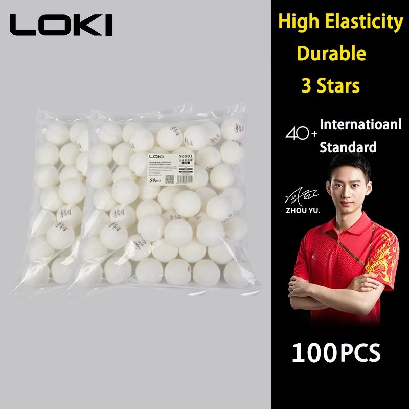 50/100PCS LOKI Tischtennis Bälle 3 Sterne 40 + Neue ABS Kunststoff Material Ping Pong Bälle mit Naht Club Training Ping Pong Bälle