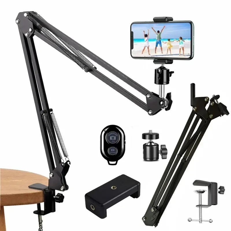 Flexibler Arm-Stativ für Handy-Ständer, Tischhalterung, faltbarer Anker, Online-Desktop-Laptop-Video-Live-Overhead-Shot-Fotografie