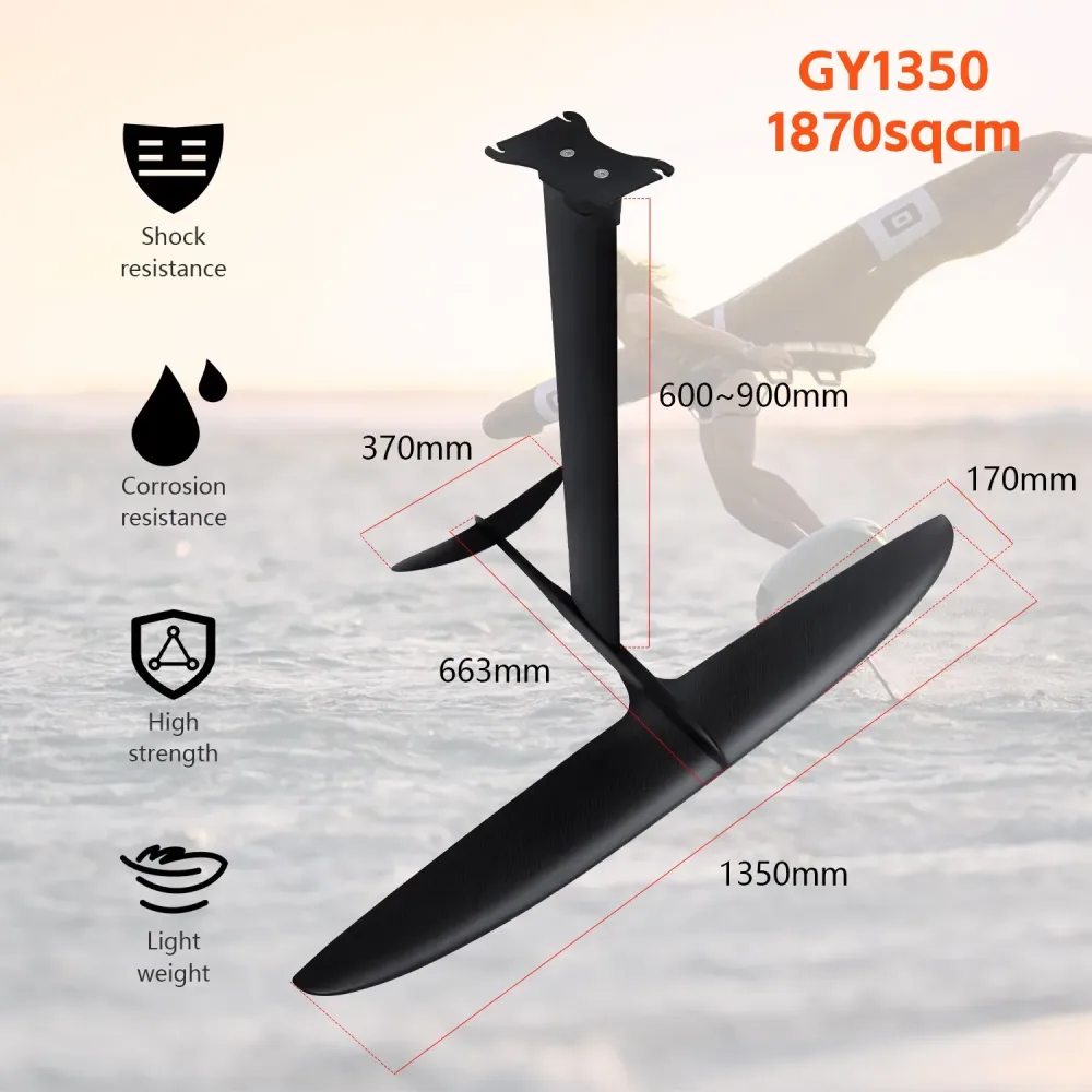 Hochleistungs-GY-1350 Carbonfaser-Hydrofoil 1870 cm² große Flügelblattfläche, unangetriebenes Hydrofoil für Wassersport und Surfen, Zubehör