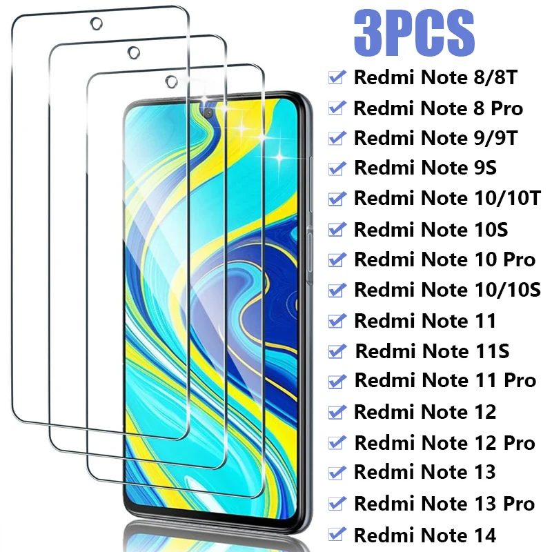 3PCS Gehärtetem Glas Für Xiaomi Redmi Hinweis 12 11 10 9 8 Pro 12S 11S 10S 9S 8T Screen Protector Für Redmi Hinweis 14 13 Pro 5G Glas