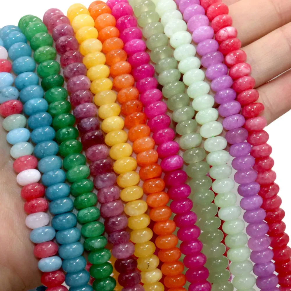 5*8mm Naturstein Morganit Angelite Aquamarine Rondelle Runde Spacer Perlen Für Schmuck Machen DIY Armband Zubehör