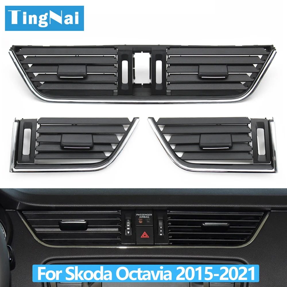 Auto Mitte Links Rechts Air Vent Zentrale AC Vent Grille Panel Abdeckung Für Skoda Octavia 3 A7 5E MK3 2015-2021 5E0820951C, 5E0820951D