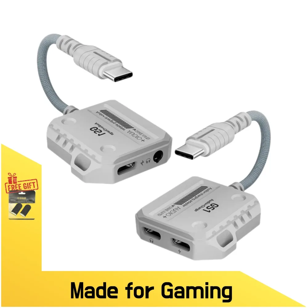PLEXTONE GS1, USB-C auf 3,5 mm/USB-C Audio-Adapter mit 60 W Aufladung, kompatibel mit iPad Pro/iPhone 15/16