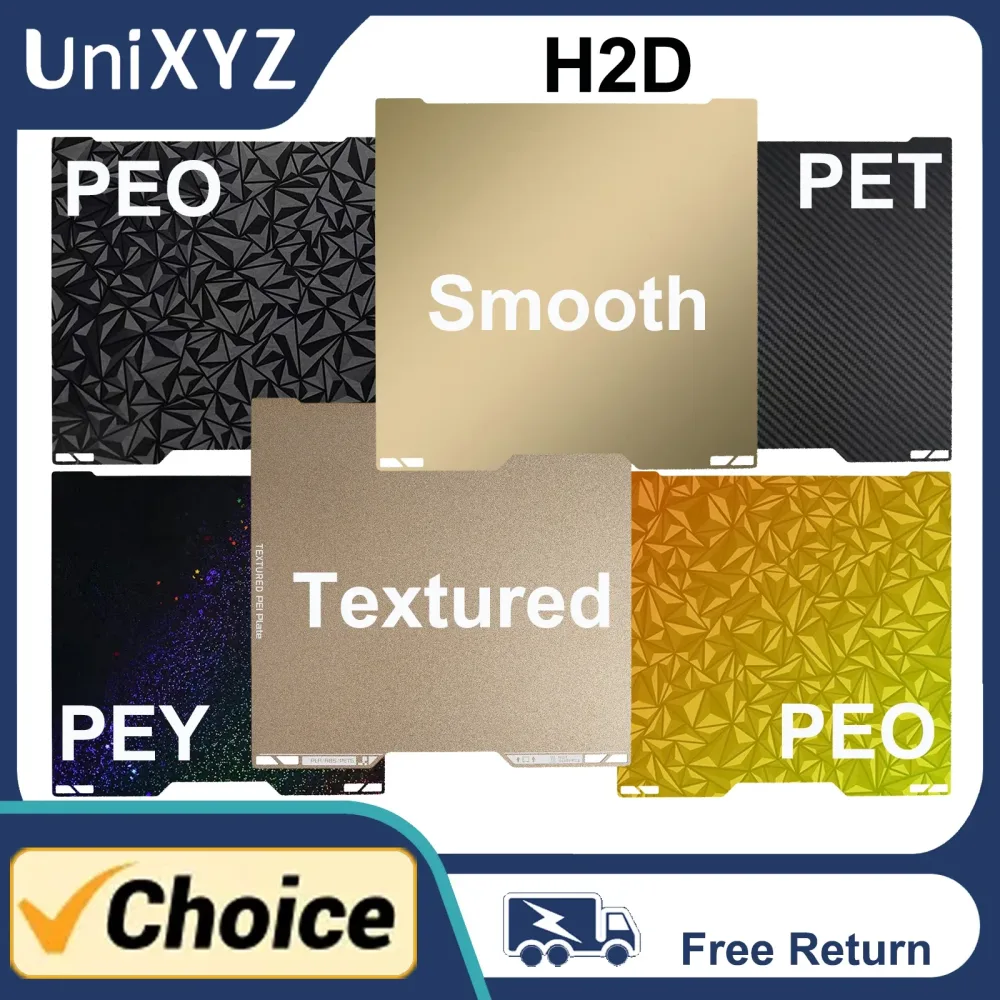 H2D-Bauplatte PEI Glatt PEO PET PEY Doppelseitige Feder-Bauplatte Stahlblech für Bambu Lab H2D mit QR-Code