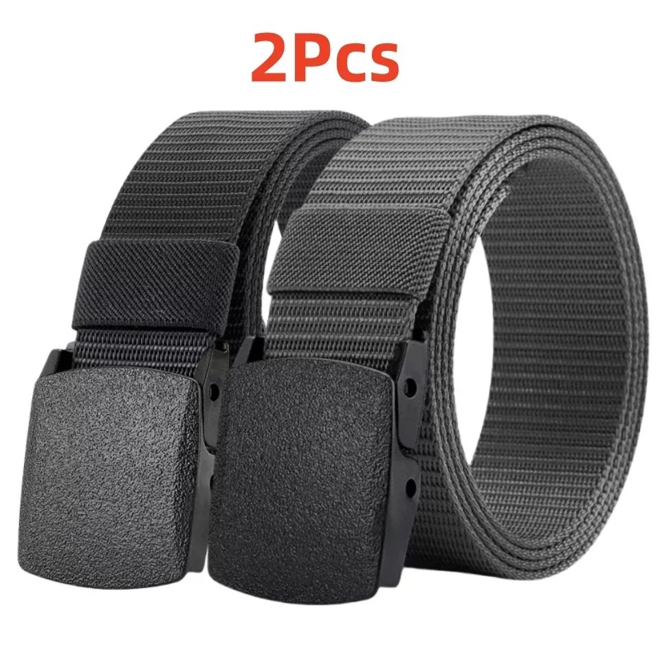2Pcs Neue Automatische Schnalle Nylon Gürtel Outdoor Jagd Multifunktionale Taktische Leinwand Gürtel Hohe Qualität Männer Gürtel