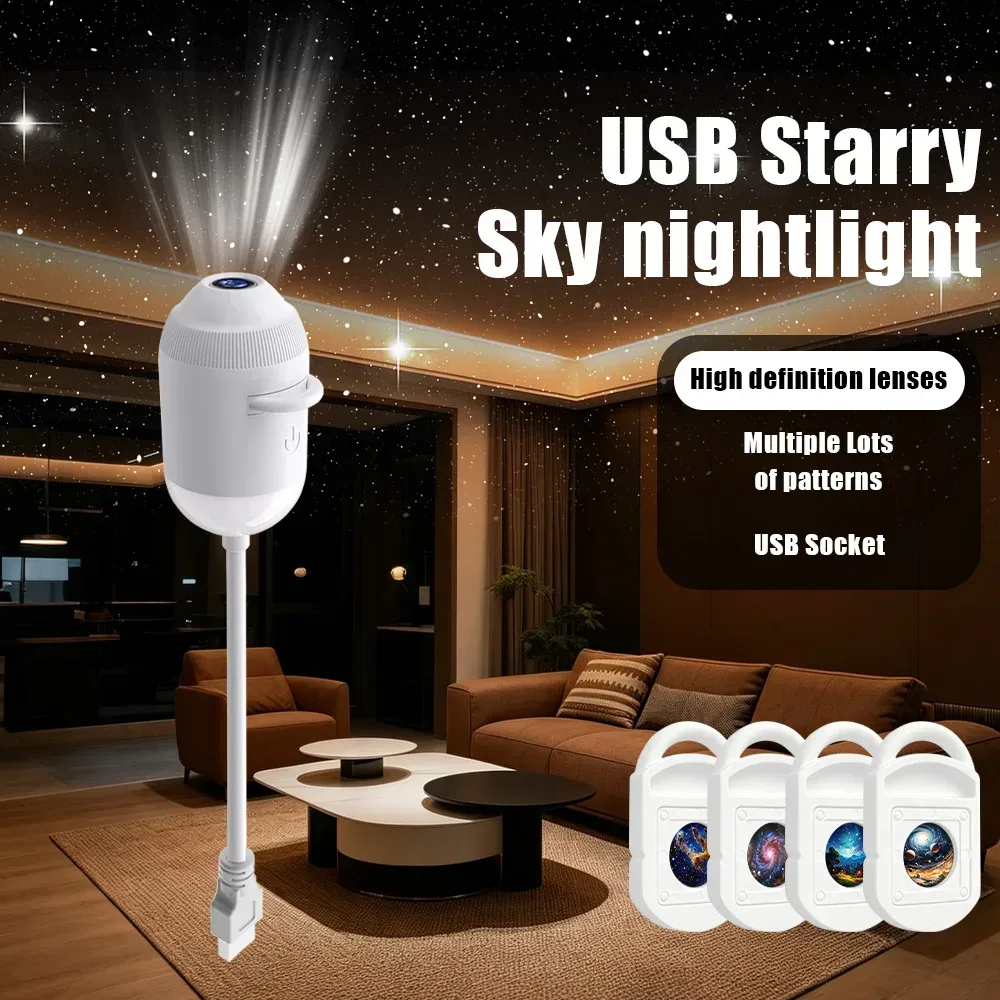 Explosives USB-Sternenhimmel-Projektionslicht für Autoinnenraum, Zuhause, Schlafzimmer, Nachtlicht, Romantisches Galaxie-Atmosphärenlicht