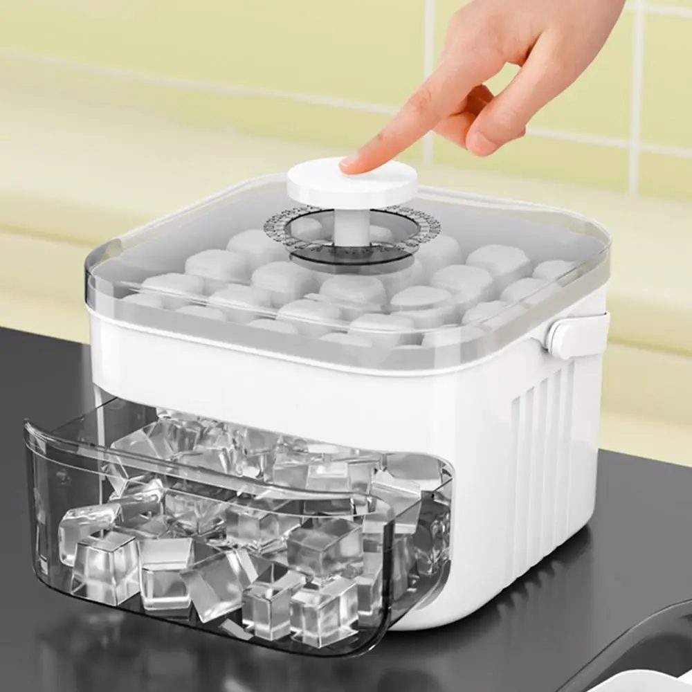 50-Würfel-Eismaschine mit einfacher Druckkappe, doppelschichtiger Eiswürfelbereiter, Kühlschrank, Haushalts-Eisaufbewahrung, Eisbox