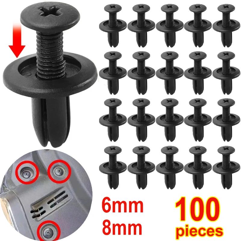8mm/6mm Kunststoff Nieten Befestigungen Schraube Auto Kotflügel Stoßstange Schrauben Clips Nieten Auto 8mm Loch Kunststoff push Pin Clip Auto Zubehör