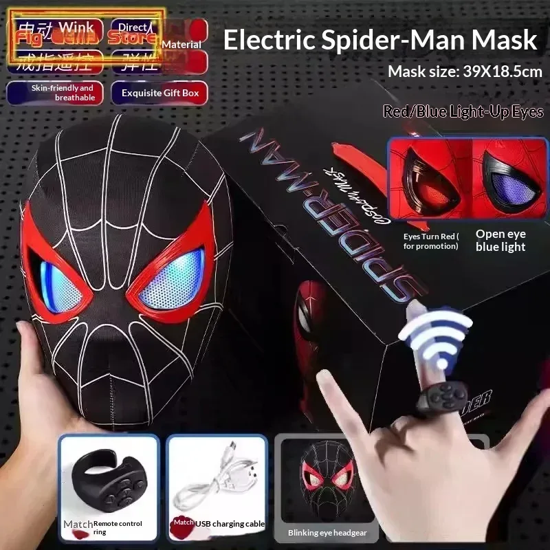 Spider-Man-Headset mit beweglichen Augen, elektrischem Ring, Fernbedienung, blinkender und leuchtender Maske/Helm für Männer, Geburtstagsgeschenk