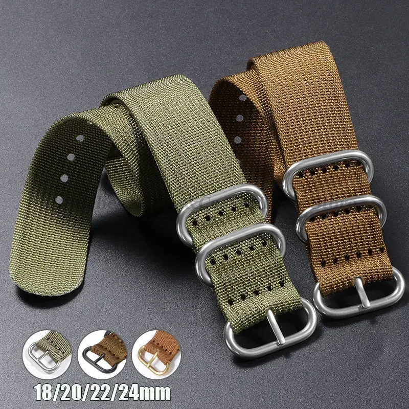 Uhrenarmband Nylon Silber Schwarz Gold Ring Schnalle 18mm 20mm 22mm 24mm Mann Frauen für Seiko geripptes Geflecht Ersetzen Sie Uhrenzubehör