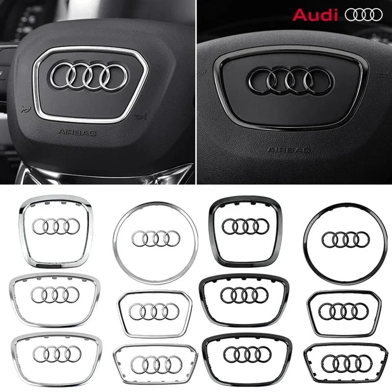 Auto Lenkrad Center Emblem Logo Aufkleber Für AUDI Trim Rahmen Abzeichen Dekor Ring Abdeckung Auto Zubehör Q5 Q3 Q7 A3 a4 A6 S3