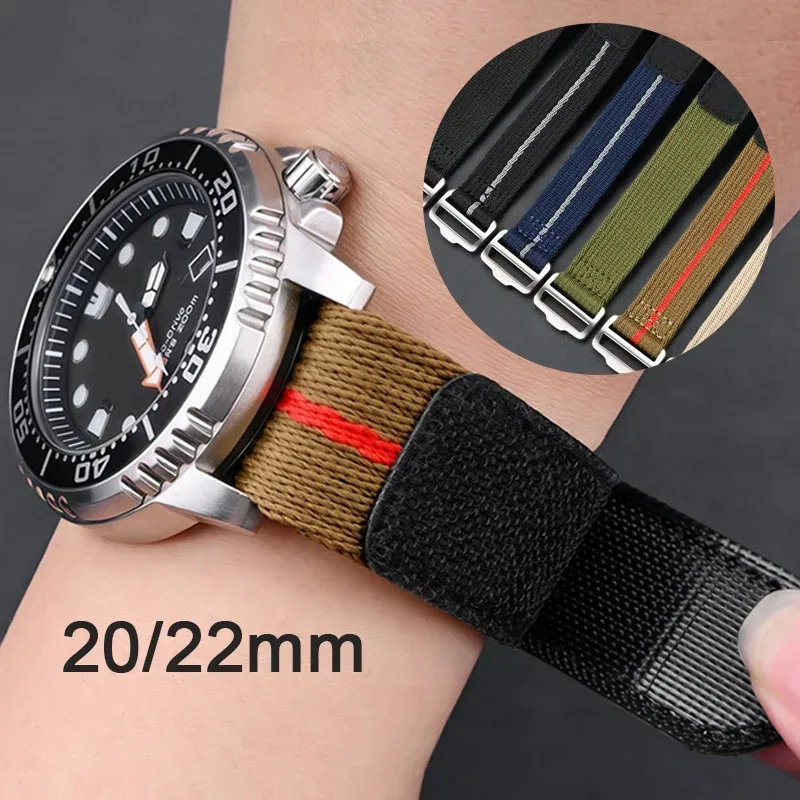 Uhrenarmband mit Klettverschluss, 20 mm, 22 mm, Nylon-Streifen, für Herren und Damen, Sport, wasserdichtes Armband für Tudor für Omega Seiko