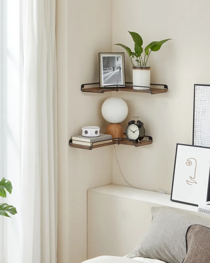 VASAGLE L-förmiges Eckregal, 2er Set, Wandregal, Industrie-Design, Regale für die Wand, für Wohnzimmer, Schlafzimmer, Küche