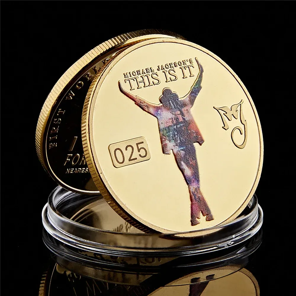 Michael Jackson The King of Pop vergoldete Gedenkmünze, Jubiläumsgeschenk, Pop-Sammelmünzen