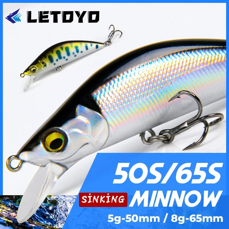 LETOYO 5g 50mm 8g 60mm 1,5-2,5m Tiefe Sinking Minnow Angelköder Künstliche Harte Köder Crankbait Wobbler Forelle Bass Köder