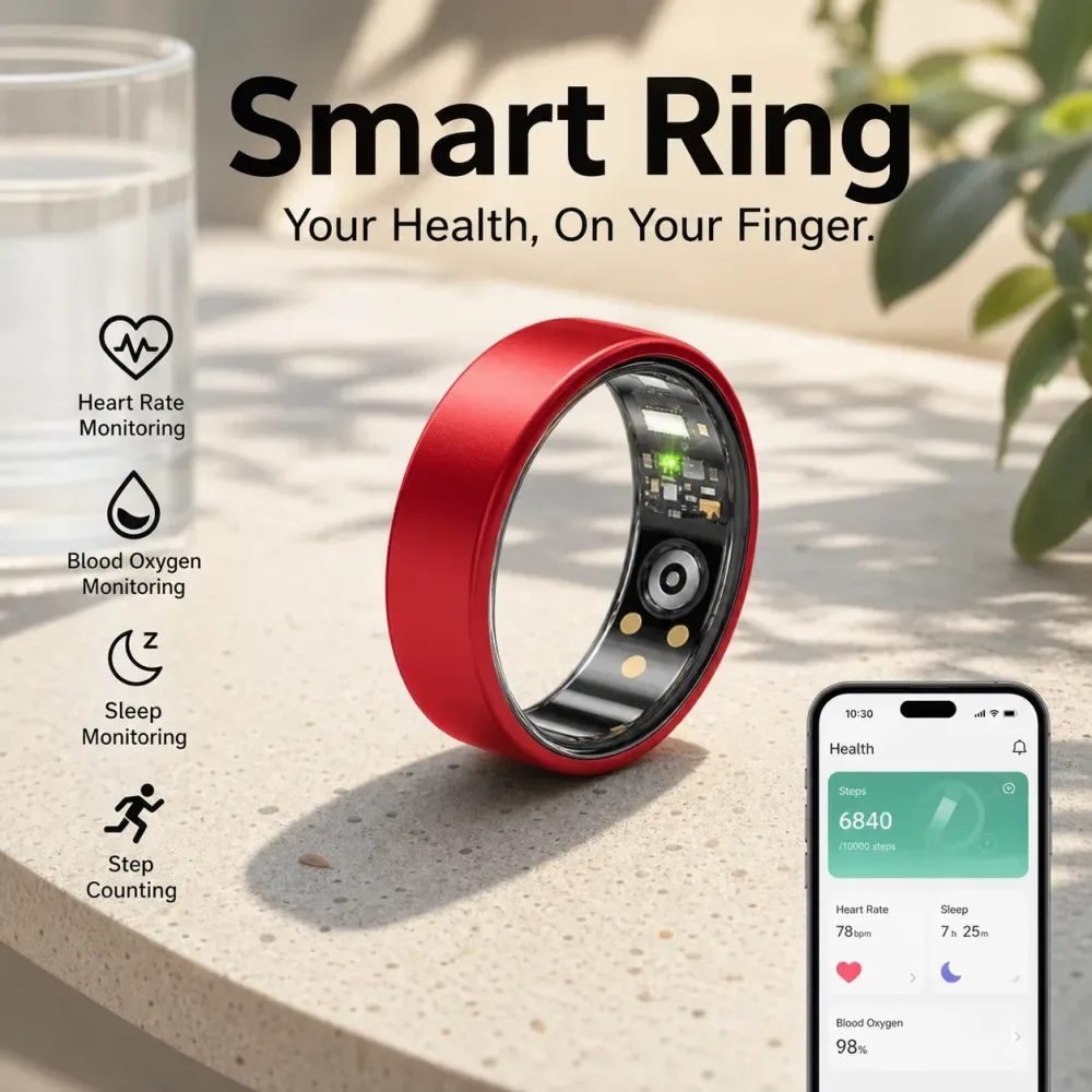 NEUER Smart Ring mit Ladecase Mehrfarbiger Ring für Männer und Frauen Gesundheits- und Schlafüberwachung Herzfrequenzmessung IP68 Wasserdicht Multi-Sport-Modus