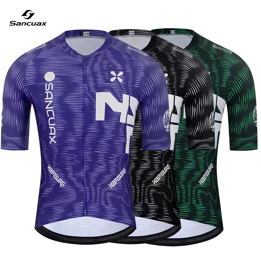 SANCUAX Neues Sommer-Radtrikot für Herren, kurzärmelig, atmungsaktiv, Rennrad-Radtrikot, modische Outdoor-Fahrrad-Sport-Shirts