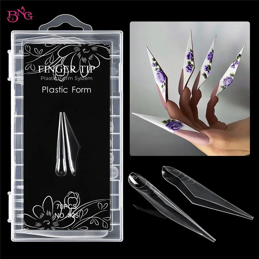 BNG Extra langer Stiletto-Schmetterlingsflügel-Pfeilnagel, zwei Formen für Poly-Verlängerungsgel, wiederverwendbare Vollabdeckungsformen für Bauarbeiter/Harder