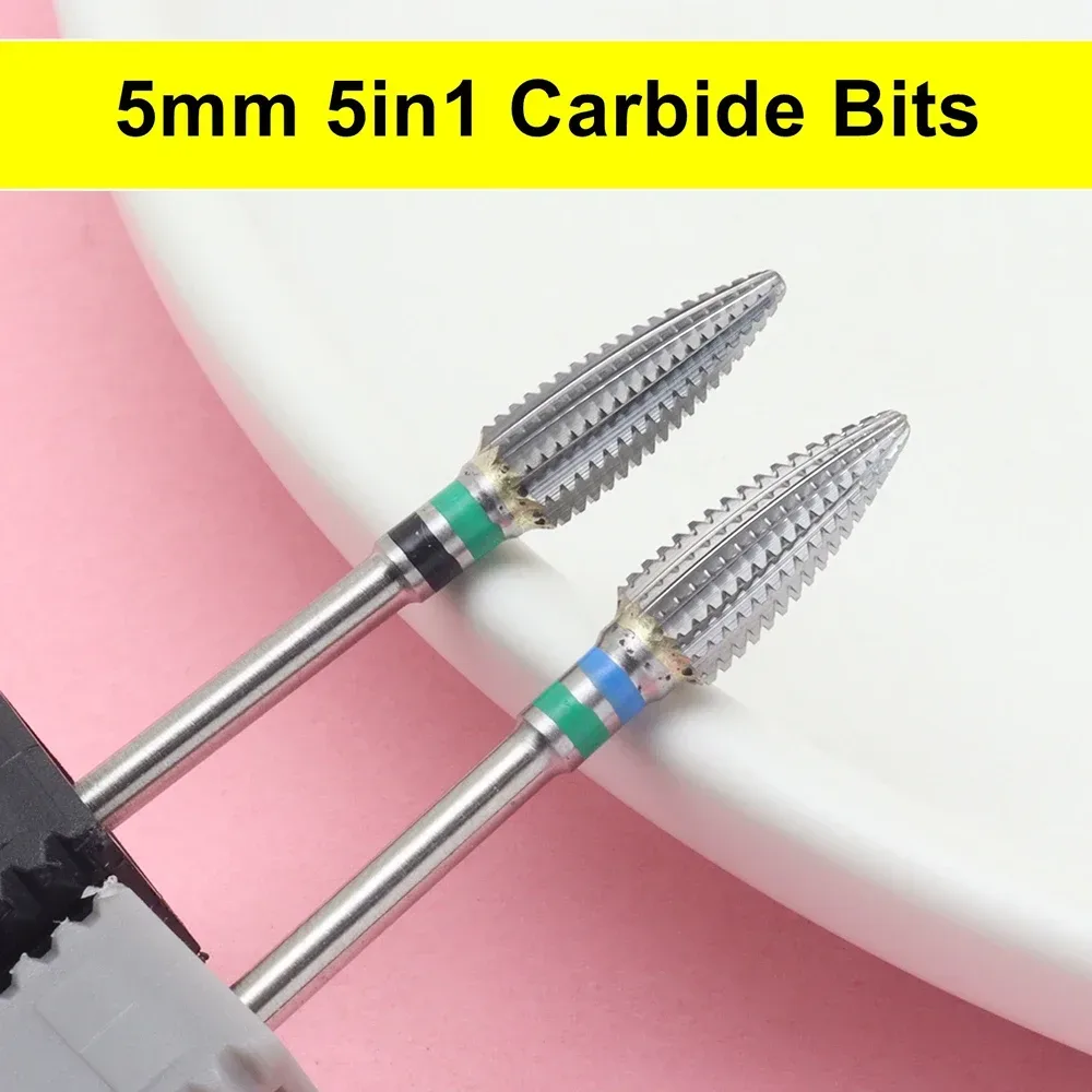 1Pcs 5MM Mini 5in1 Nagel Bohrer Bits, 3/32 